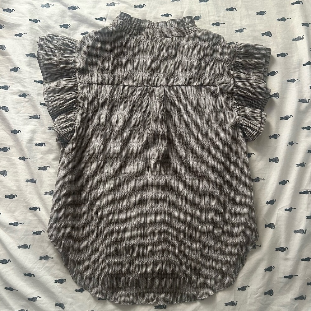 Dkny Gray Ruffled Button-Up Blouse - Picture 5 of 6